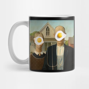 American gothic with egg face Mug